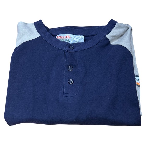 Rasco Fr Other - RASCO‎ FR Flame Resistant Khaki Navy Henley Long Sleeve Shirt 2XL READ
